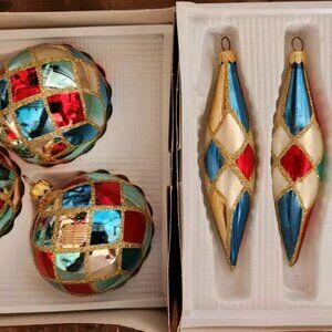 Kurt Adler Vintage Glass Ornaments Sets Poland Original Boxes